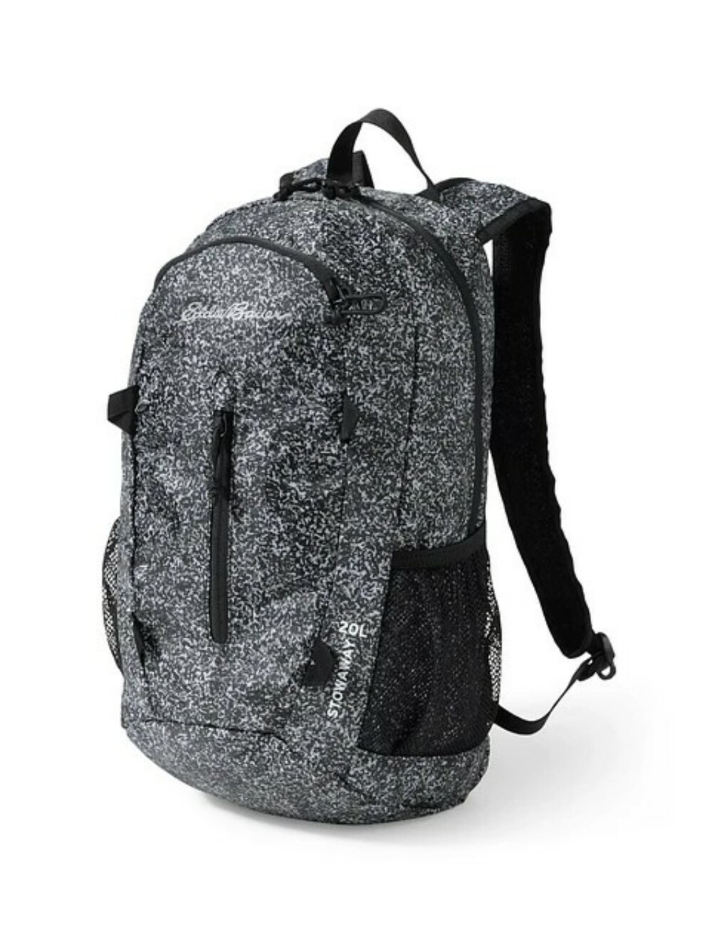 Eddie Bauer Stowaway 20L Backpack Camo Pattern Mesh Side Pockets Vertical Front